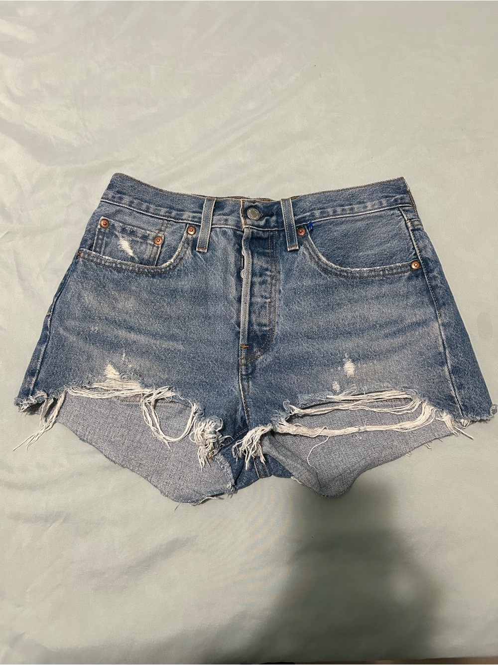 Levi's Distressed Blue Denim Cutoff Shorts size 27